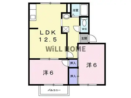 南海電鉄加太支線 中松江駅 徒歩16分 2階建 築39年(2LDK/2階)の間取り写真