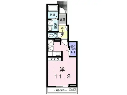 リヴェール松江(ワンルーム/1階)の間取り写真