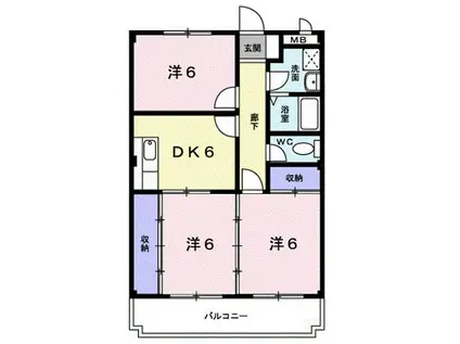グレース吉田(3DK/3階)の間取り写真