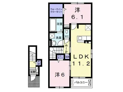 コーネリア西浜Ⅰ(2LDK/2階)の間取り写真