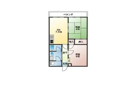 アストロ21(2DK/2階)の間取り写真