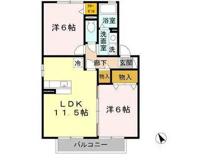 和歌山線 下井阪駅 徒歩8分 2階建 築21年(2LDK/2階)の間取り写真