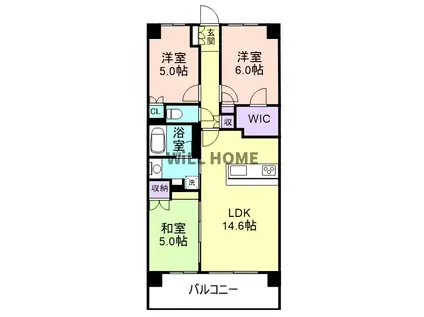 阪和線 和歌山駅 徒歩3分 17階建 築8年(3LDK/2階)の間取り写真