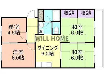 紀勢本線 宮前駅 徒歩11分 4階建 築43年(4DK/1階)の間取り写真
