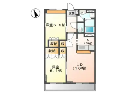 グランヴィア松江(2LDK/2階)の間取り写真