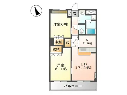 和歌山線 船戸駅 徒歩17分 2階建 築21年(2LDK/2階)の間取り写真