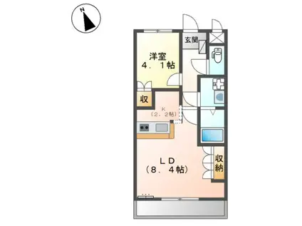 ヴェニール紀の川(1LDK/1階)の間取り写真