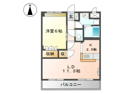 ヴィレッジ名草(1LDK/2階)の間取り写真