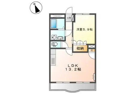 パロ・アルトA棟(1LDK/1階)の間取り写真