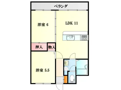 リーゼンラート三葛(2LDK/4階)の間取り写真