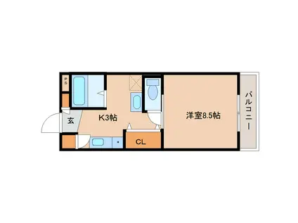 和歌山線 下井阪駅 徒歩15分 1階建 築26年(1K/1階)の間取り写真
