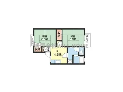 パレーシャル和歌川(2DK/2階)の間取り写真