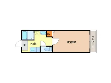 リーゼンラート三葛(1K/2階)の間取り写真