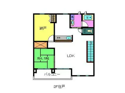 カルムガーデン岩出(1SLDK/2階)の間取り写真