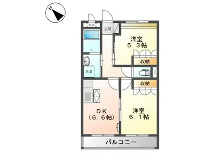 サザンコート26(2DK/1階)の間取り写真