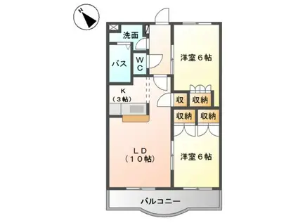 グランヴィア松江(2LDK/3階)の間取り写真