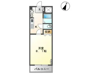 ウィンドミル ケイ(1K/3階)の間取り写真