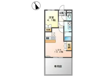 パロ・アルトB棟(1LDK/1階)の間取り写真