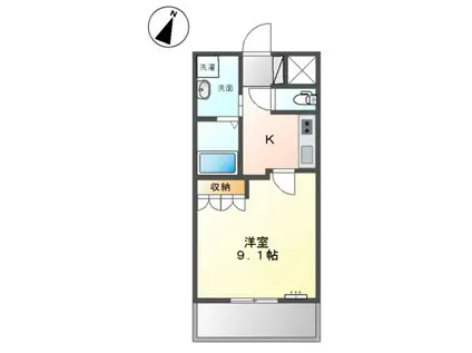 シャングリラⅠ(1K/1階)の間取り写真