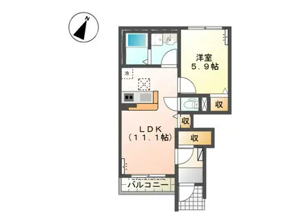 ボナールディアコートⅡ(1LDK/1階)の間取り写真