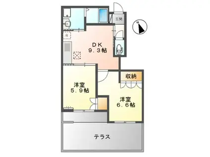 シグナスベル松原(2DK/1階)の間取り写真