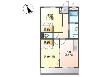 コムス・エルアール(2DK/2階)の間取り写真