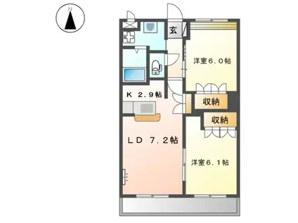 グレイスコートNS(2LDK/1階)の間取り写真
