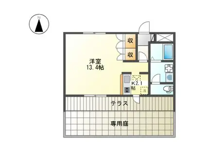 グレイス花山(ワンルーム/1階)の間取り写真