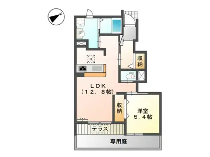 コーラルヴィラ出島A(1LDK/1階)の間取り写真