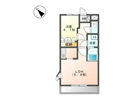 和歌山線 岩出駅 バス乗車時間：18分 川尻バス停で下車 徒歩9分 2階建 築16年(1LDK/1階)の間取り写真