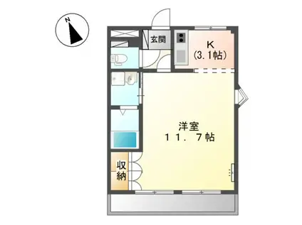 ヴィレッジ名草PARTⅢ(ワンルーム/2階)の間取り写真