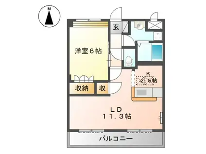 ヴィレッジ名草(1LDK/1階)の間取り写真