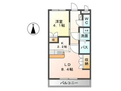 和歌山線 布施屋駅 徒歩1分 2階建 築22年(1LDK/2階)の間取り写真