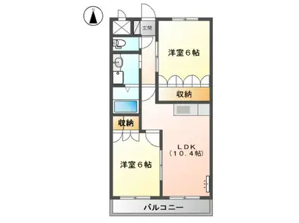 プリオール和(2LDK/2階)の間取り写真