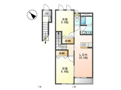 和歌山県岩出市 2階建 築14年(2LDK/2階)の間取り写真