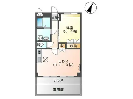 和歌山線 紀伊小倉駅 徒歩6分 2階建 築19年(1LDK/1階)の間取り写真