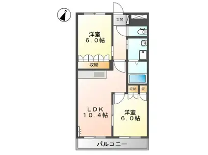 プランドール城ノ元(2LDK/2階)の間取り写真
