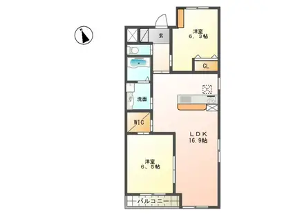 AISANCE(2LDK/1階)の間取り写真