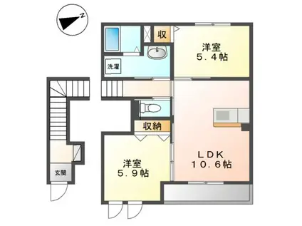 レゴリス(2LDK/2階)の間取り写真