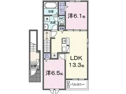 カルムメゾンⅡ(2LDK/2階)の間取り写真