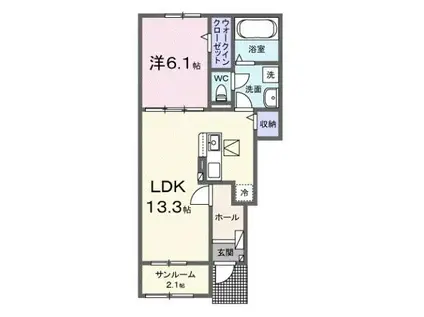 カルムメゾンⅡ(1LDK/1階)の間取り写真