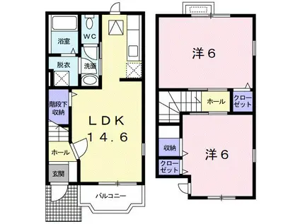 パミドーリⅡ(2LDK/1階)の間取り写真
