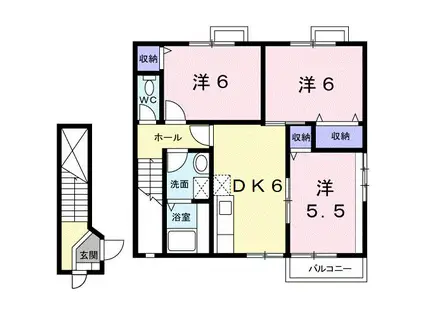 ジョイリバー(3DK/2階)の間取り写真