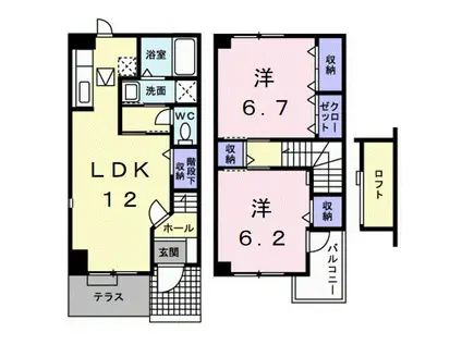 ソレイユMⅢ(2LDK/1階)の間取り写真