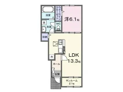クラール西庄A(1LDK/1階)の間取り写真