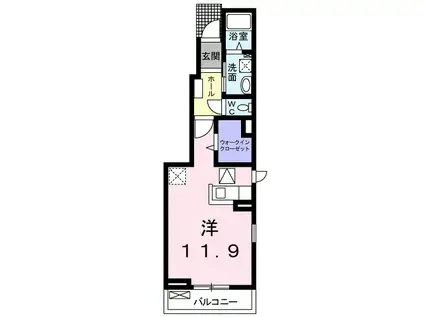 アリアーテⅠ(ワンルーム/1階)の間取り写真