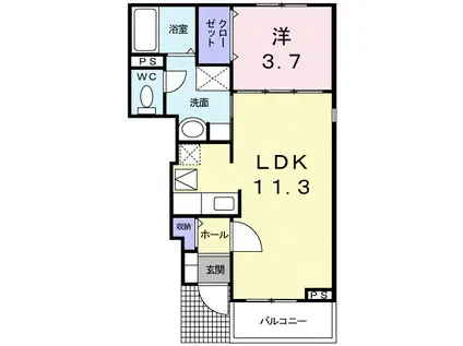 アーデン西浜Ⅴ(1LDK/1階)の間取り写真