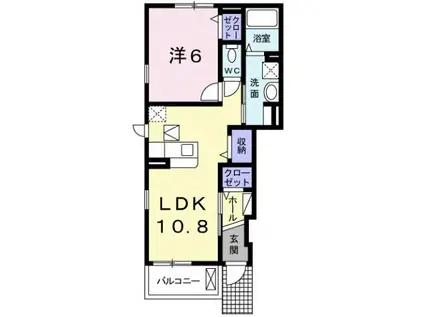 コルテーゼ Ⅲ(1LDK/1階)の間取り写真