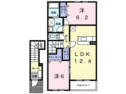 パミドーリⅠ(2LDK/2階)の間取り写真