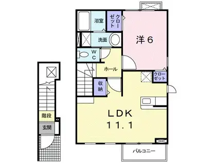 LINOコートⅡ(1LDK/2階)の間取り写真